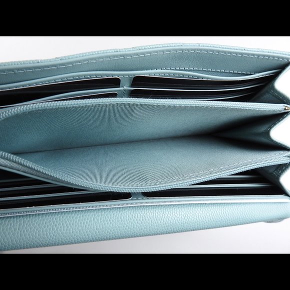 CHANEL Long Flap Wallet in Light Blue Caviar - Picture 5 of 8